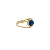 Double gold ring and cabochon stone