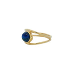 Double gold ring and cabochon stone