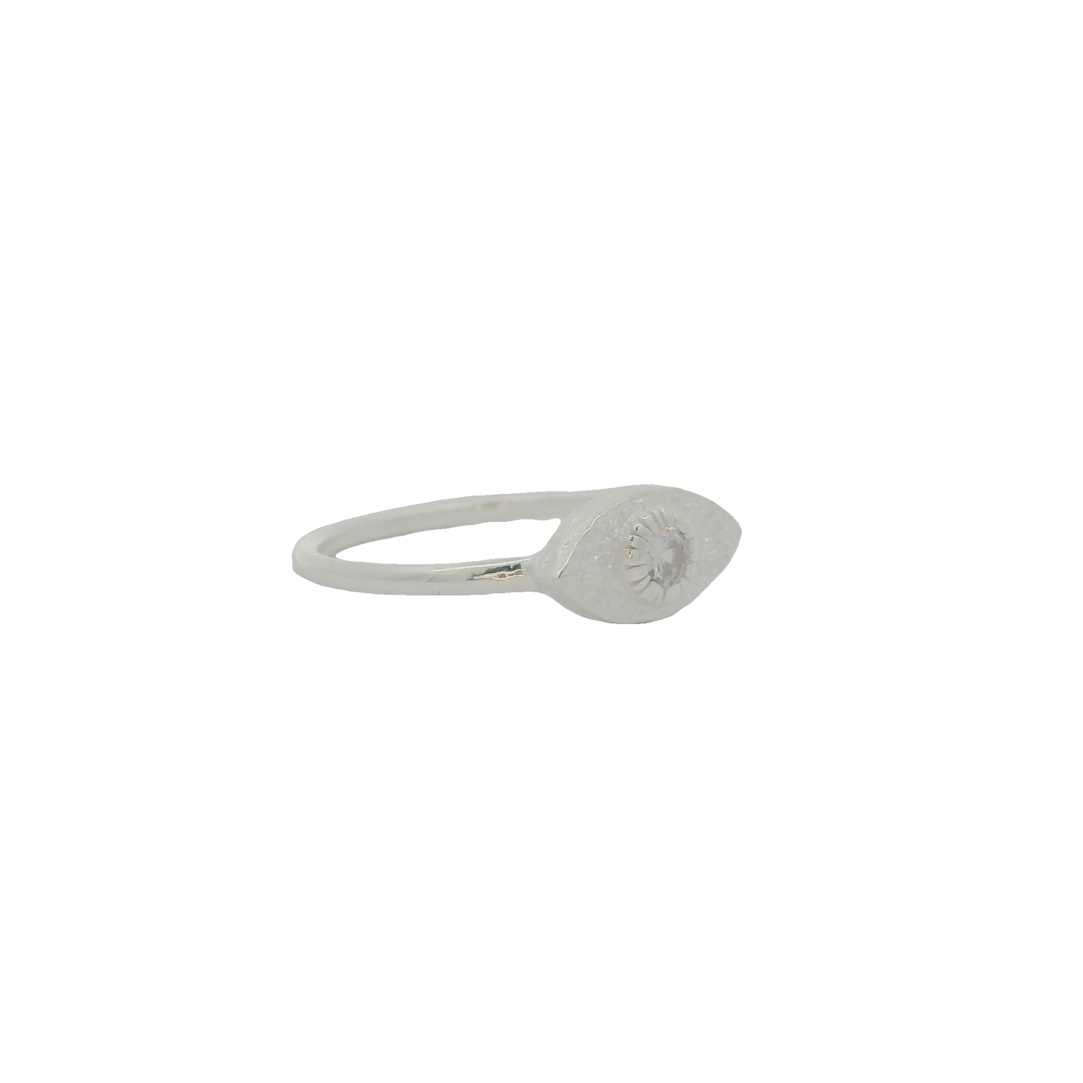 Bague argent oeil martelé et zircon