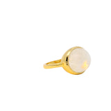 Bague dorée pierre de lune cabochon