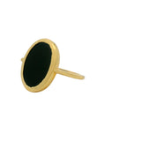Gold ring and flat oval stone