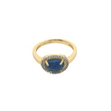 Bague dorée pierre naturelle serti 4 griffes et zircons