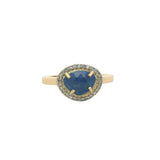 Bague dorée pierre naturelle serti 4 griffes et zircons