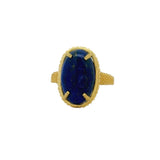 Textured gold ring and scarab cabochon stone