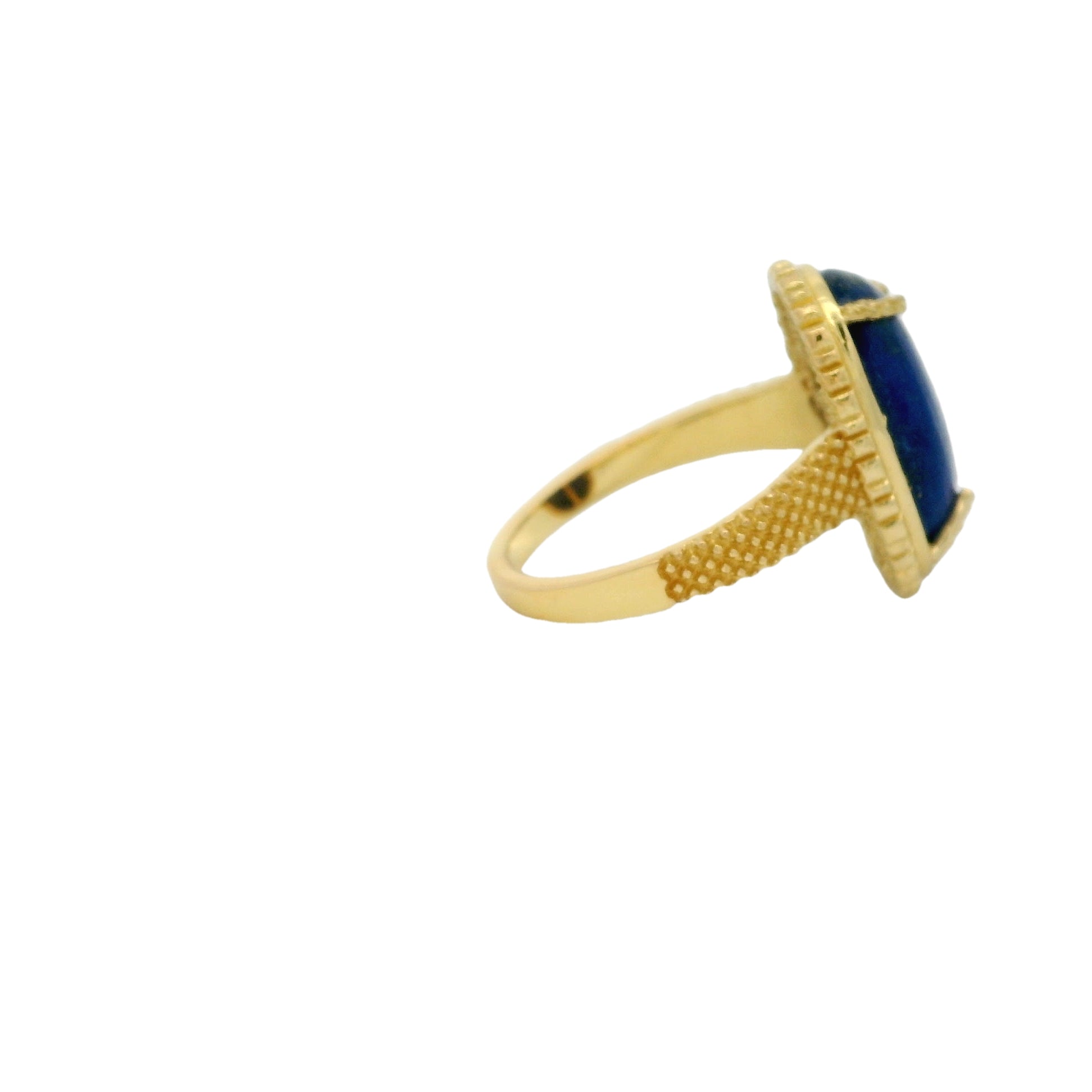 Bague dorée scarabée lapis lazulis cabochon
