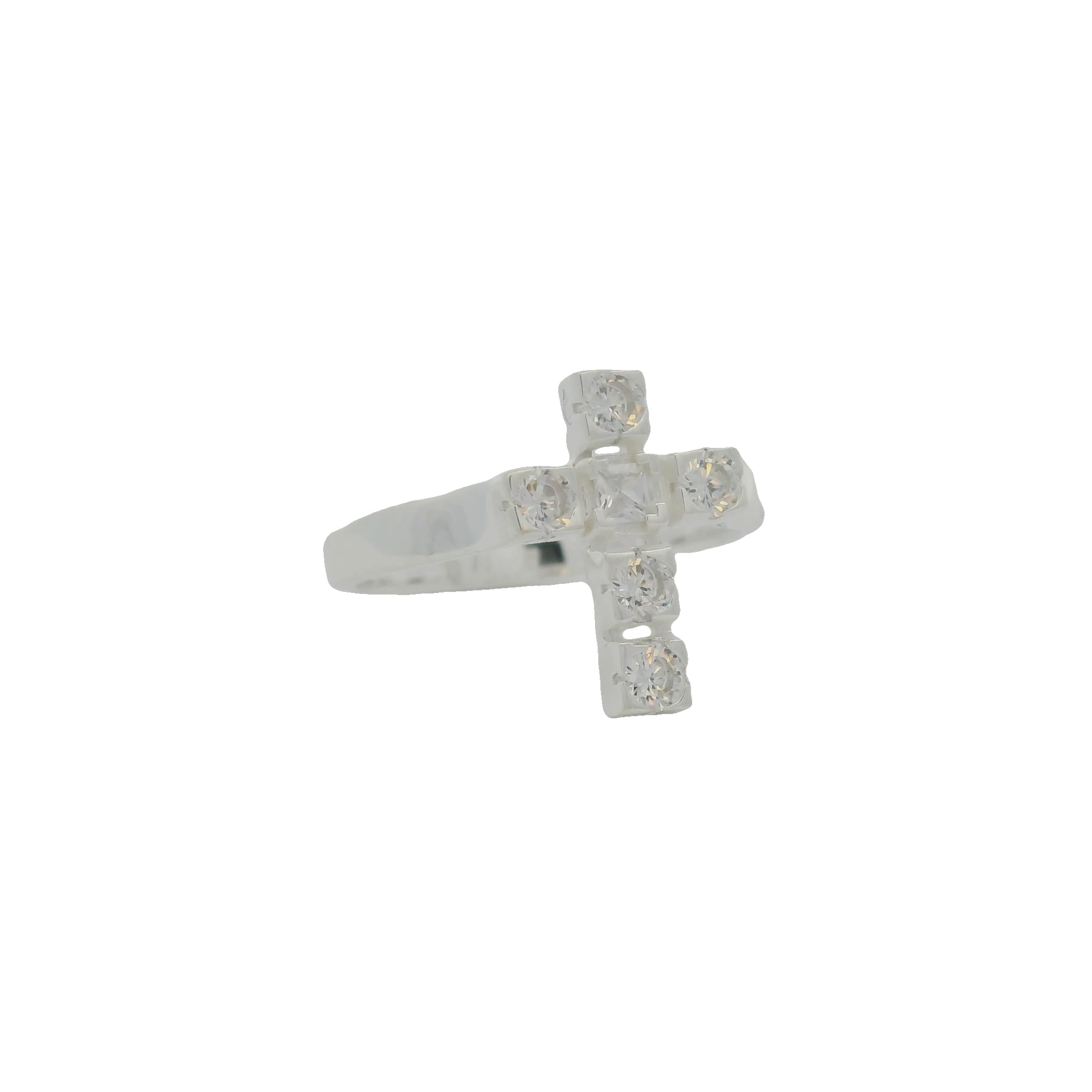Bague argent 925 croix avec zircons
