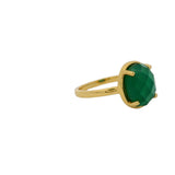 Bague dorée onyx verte serti 4 griffes