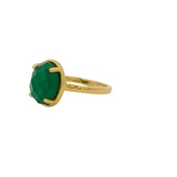 Bague dorée onyx verte serti 4 griffes