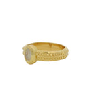 Bague dorée pierre de lune ovale anneau avec boules