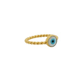 Bague dorée torsadée et oeil nacre