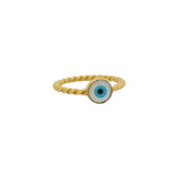 Bague dorée torsadée et oeil nacre
