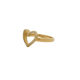 Small hollow heart and zircons gold ring
