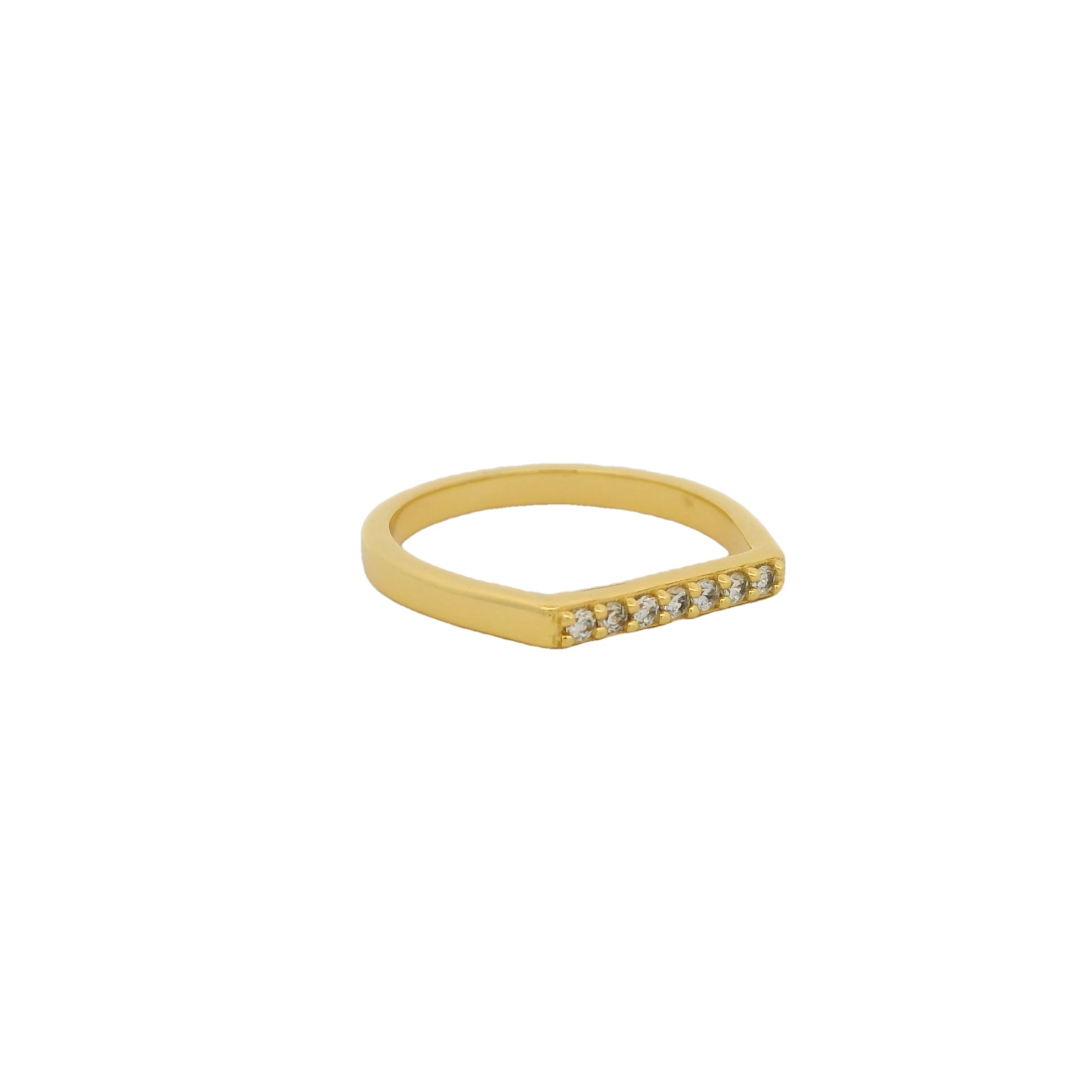 Bague dorée avec barre zircons