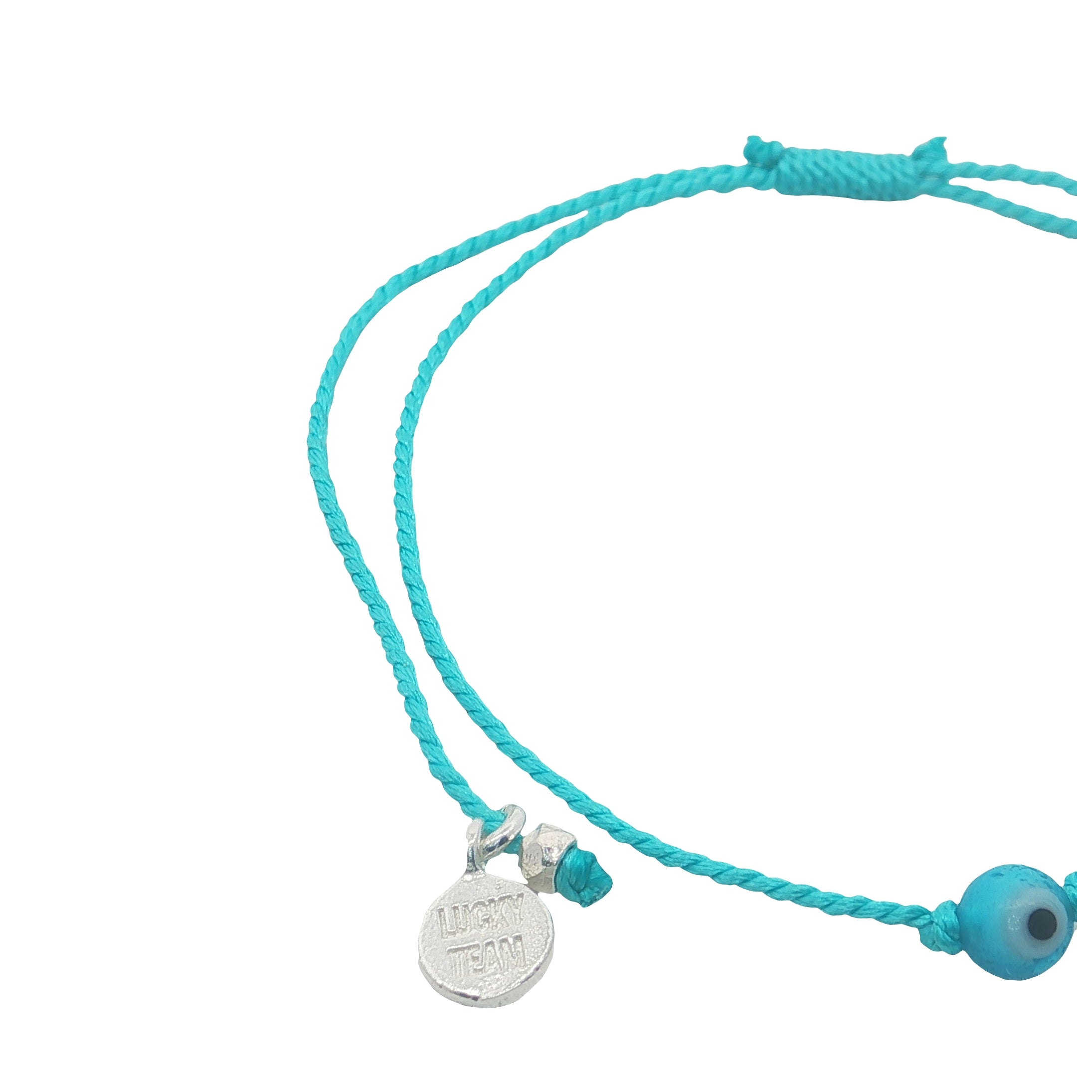 Bracelet argent 925 cordon fin et petit oeil turquoise