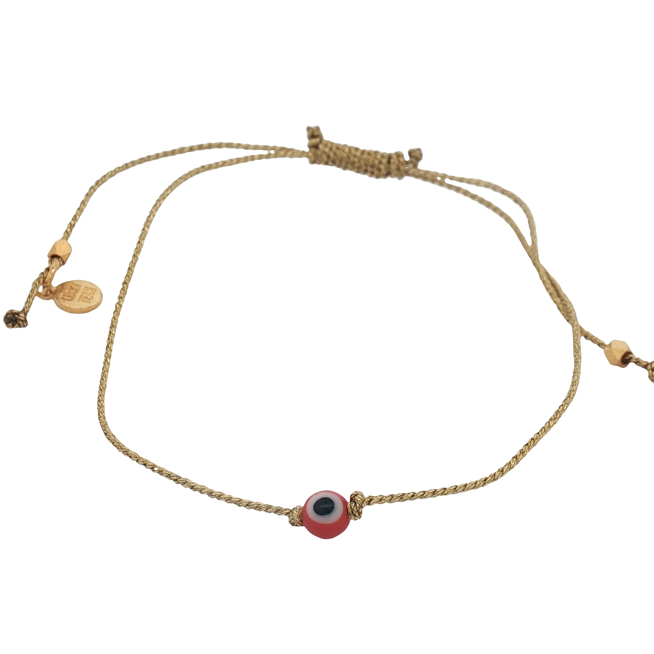 Bracelet doré fil fin doré avec oeil rouge