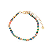 Bracelet doré avec disques de vinyle multicolores et dorés