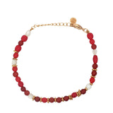Bracelet doré avec onyx rouge, nacre, couronnes et disques dorés