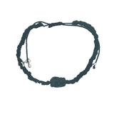 Bracelet argent 925 cordon noir tête de mort noire