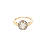 Bague dorée pierre de lune ovale avec zircons