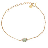 Bracelet doré goutte prehnite avec zicons