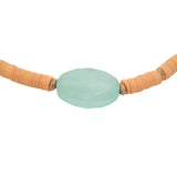 Bracelet doré disques vinyles oranges et amazonite
