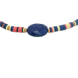 Bracelet doré disques vinyles colorés et lapis lazuli