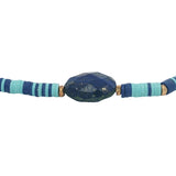 Bracelet doré disques vinyles colorés et lapis lazuli
