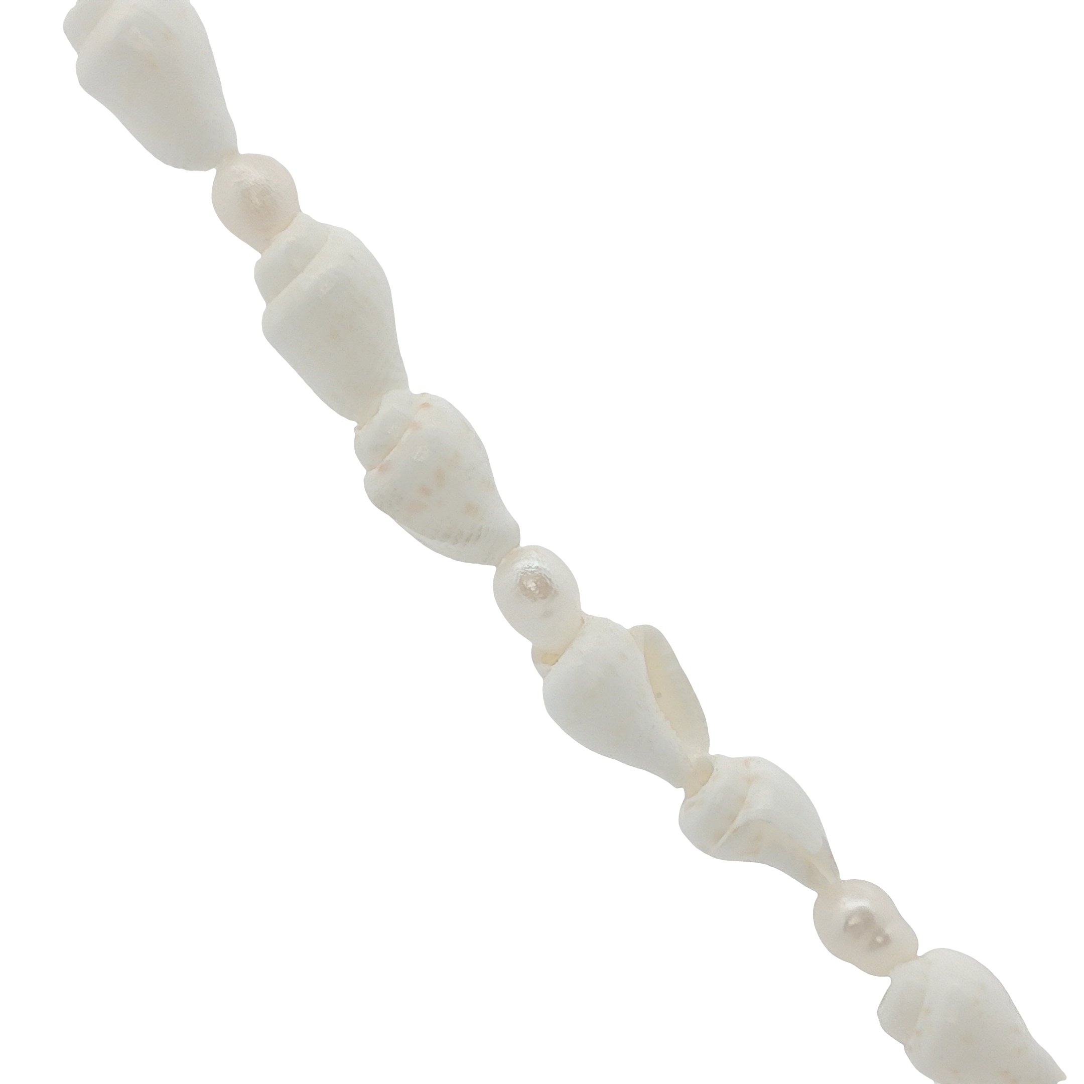 Collier doré avec coquillages blancs et perles de culture 75 cm