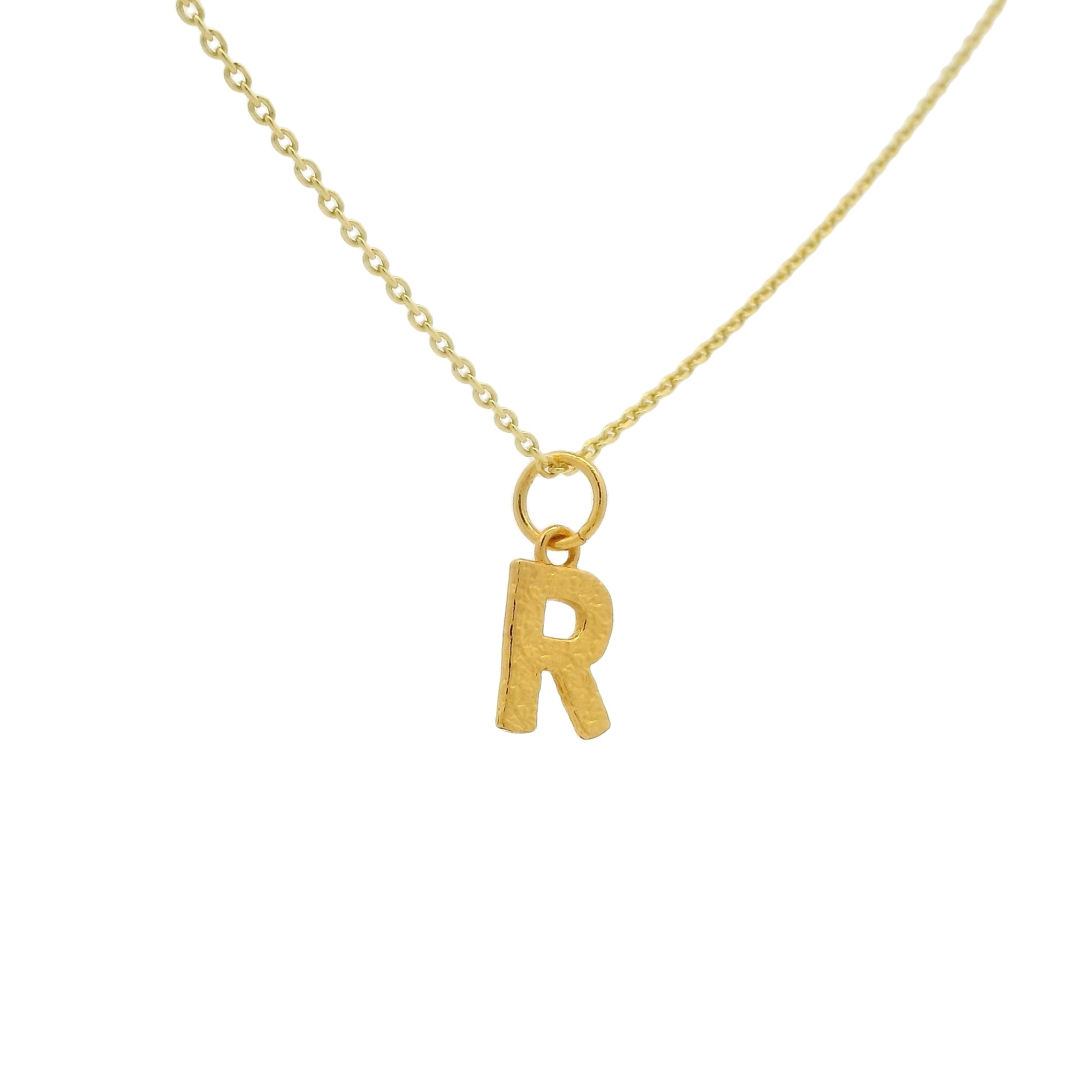 Collier doré lettre R martelée 42 cm
