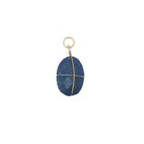 Charms doré lapis lazuli ovale facetté entouré d'un fil doré