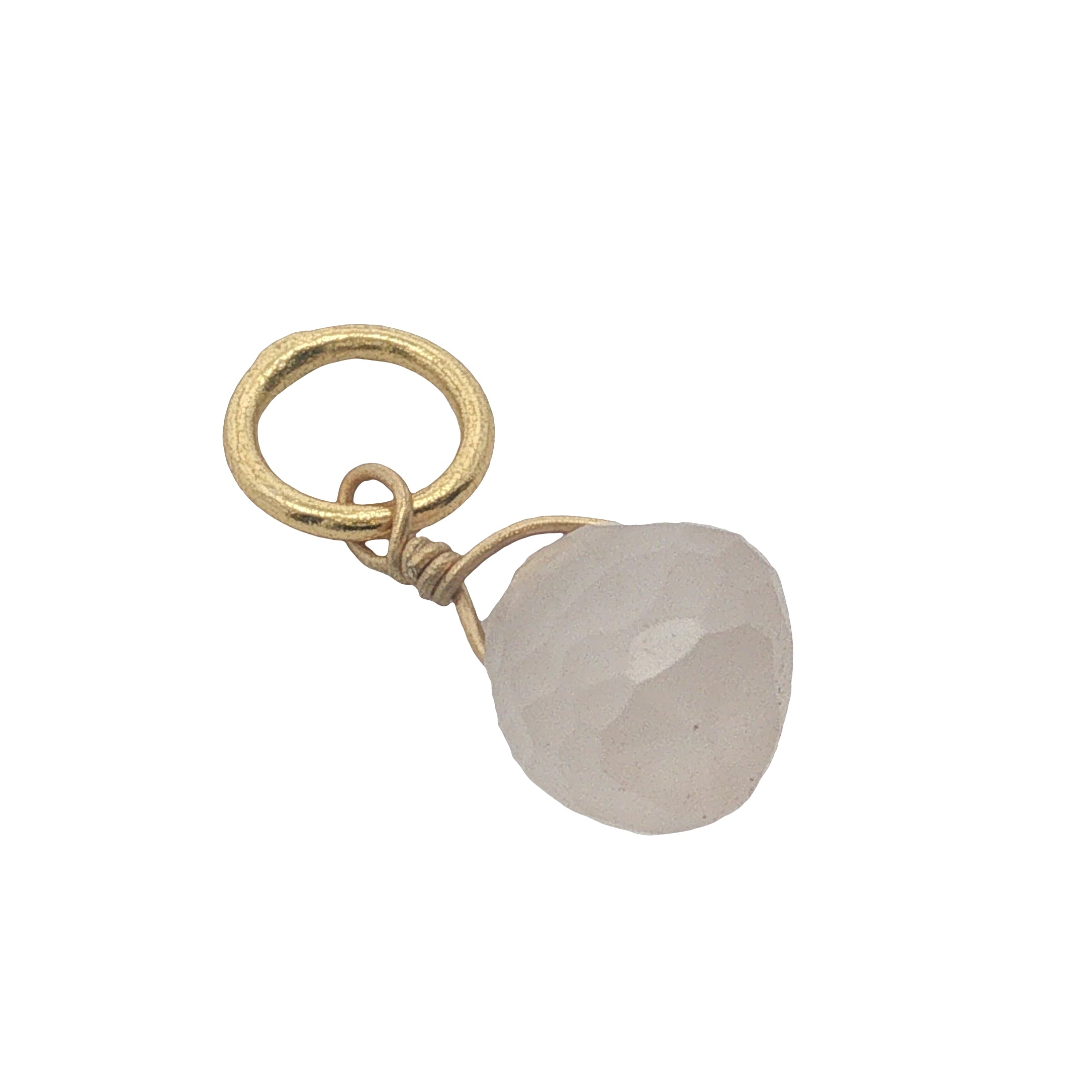 Charms doré quartz rose en goutte