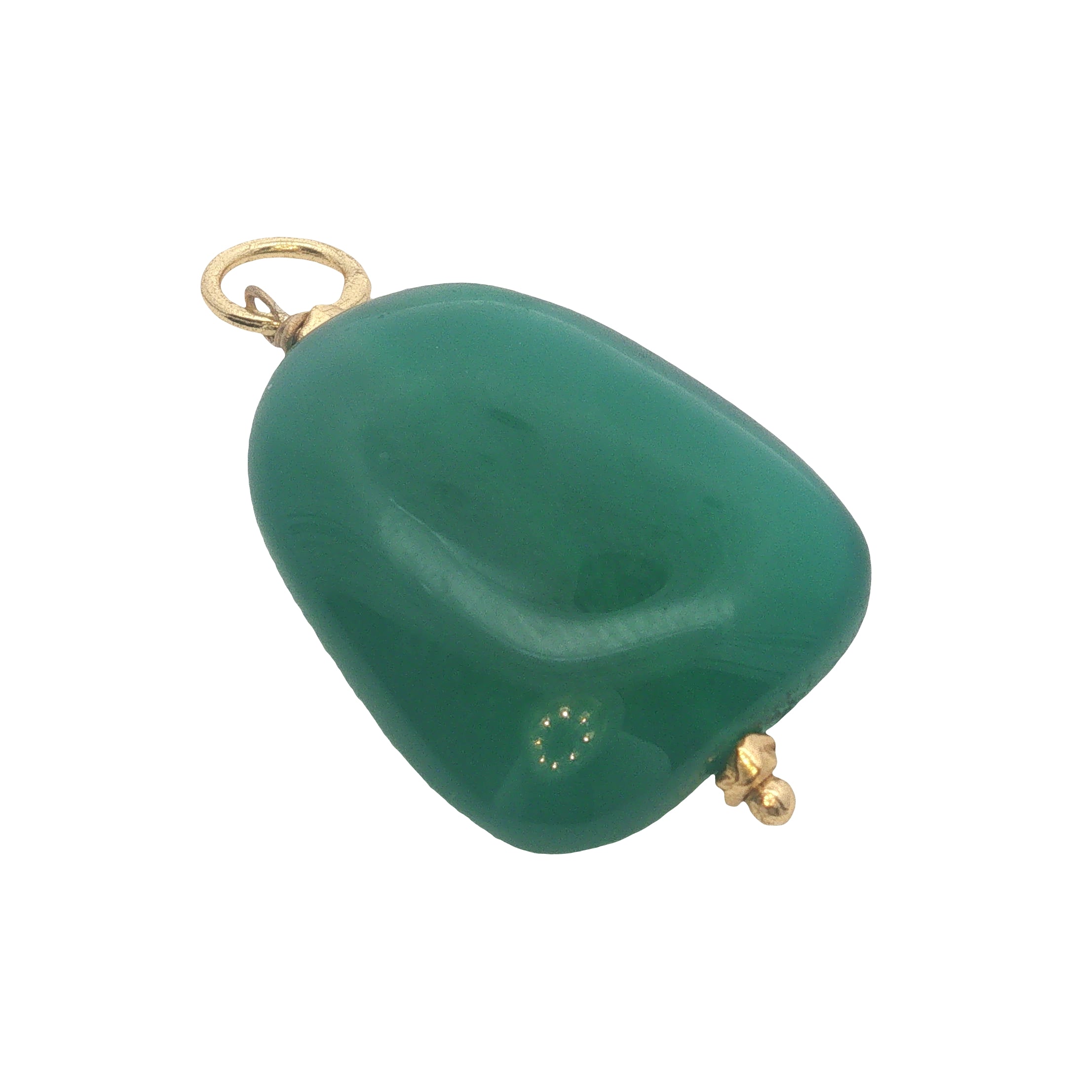 Charms doré onyx verte et petites perles dorées