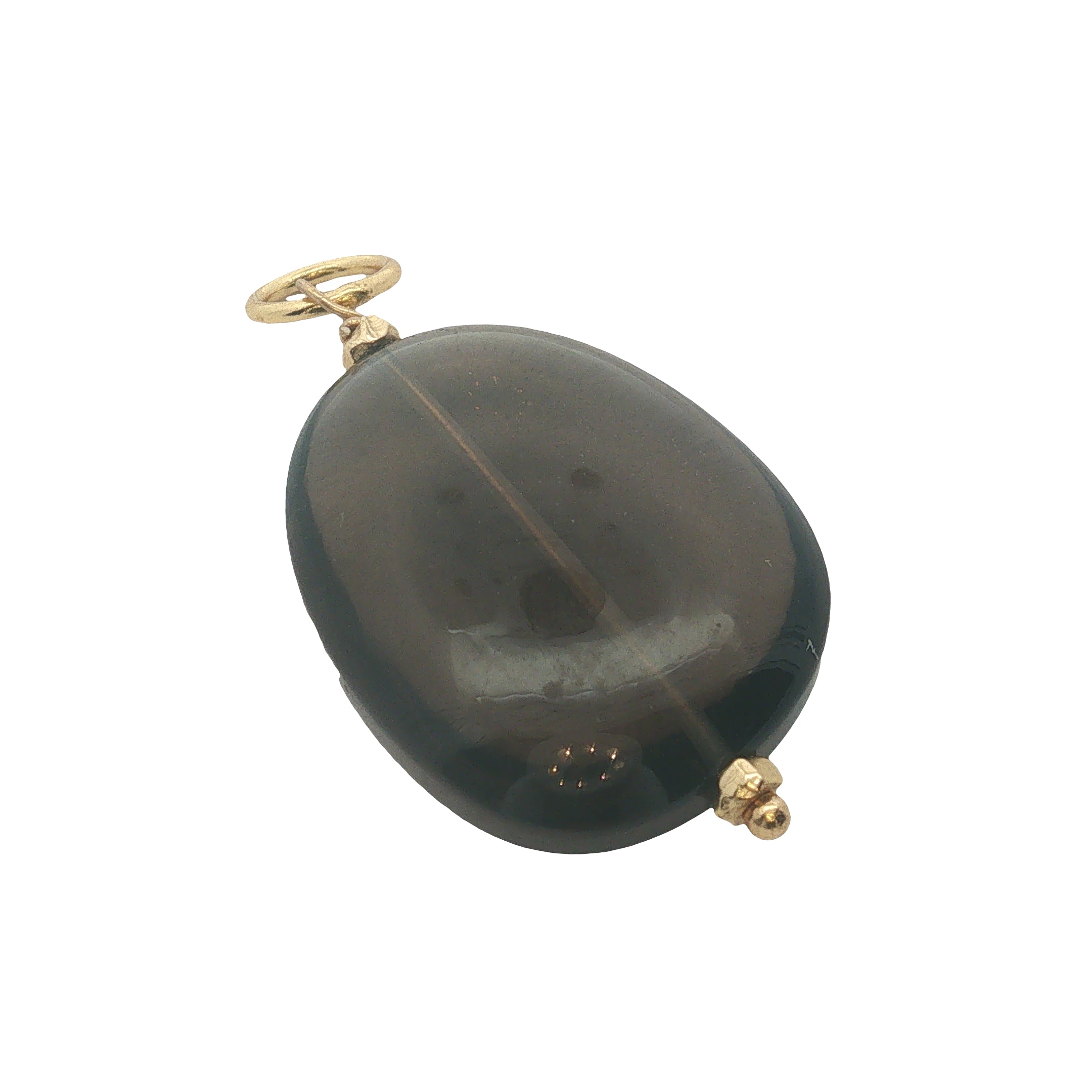 Charms doré quartz fumé et petites perles dorées