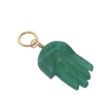 Charms doré main de Fatma taillée dans de l'onyx verte S