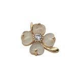 Charms doré trèfle 4 feuilles prehnite et zircon