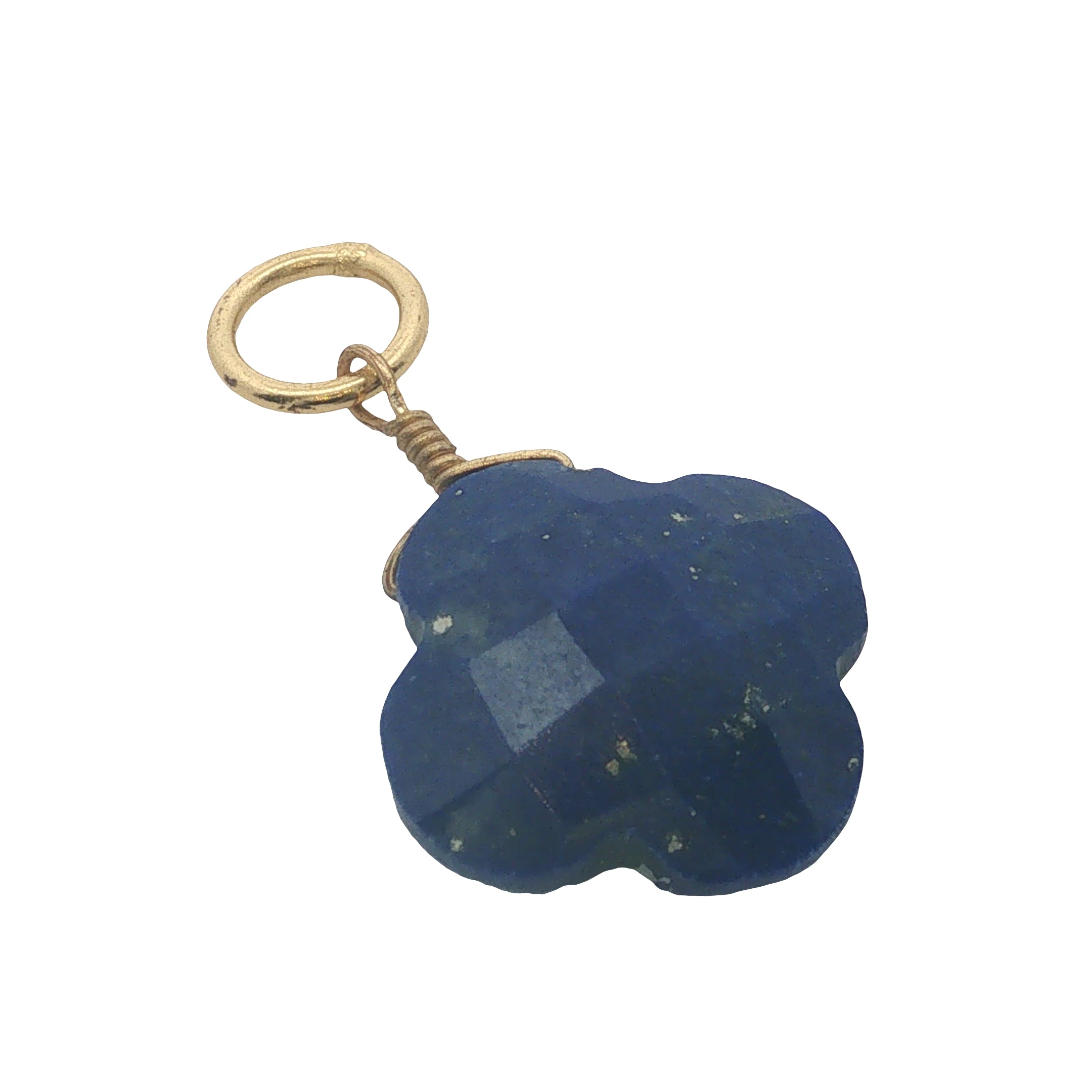 Charms doré trèfle lapis lazuli 12 mm