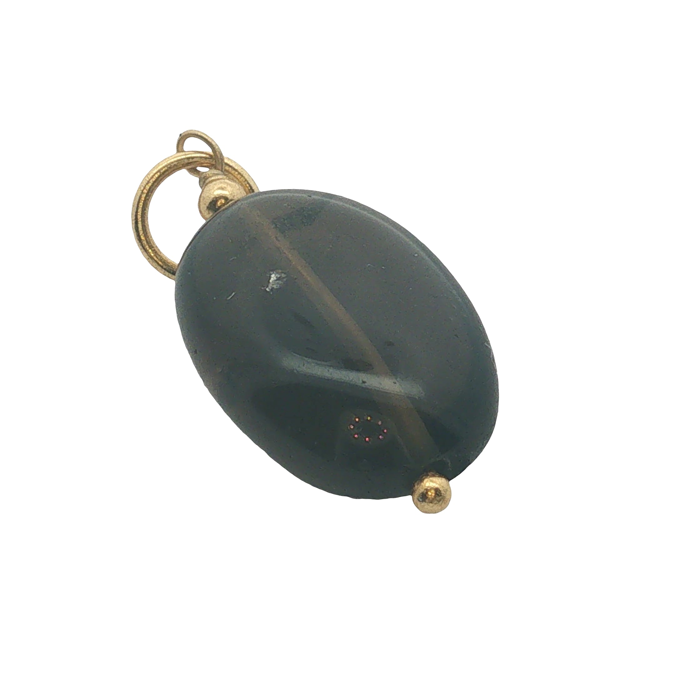 Charms doré quartz fumé et petites perles dorées