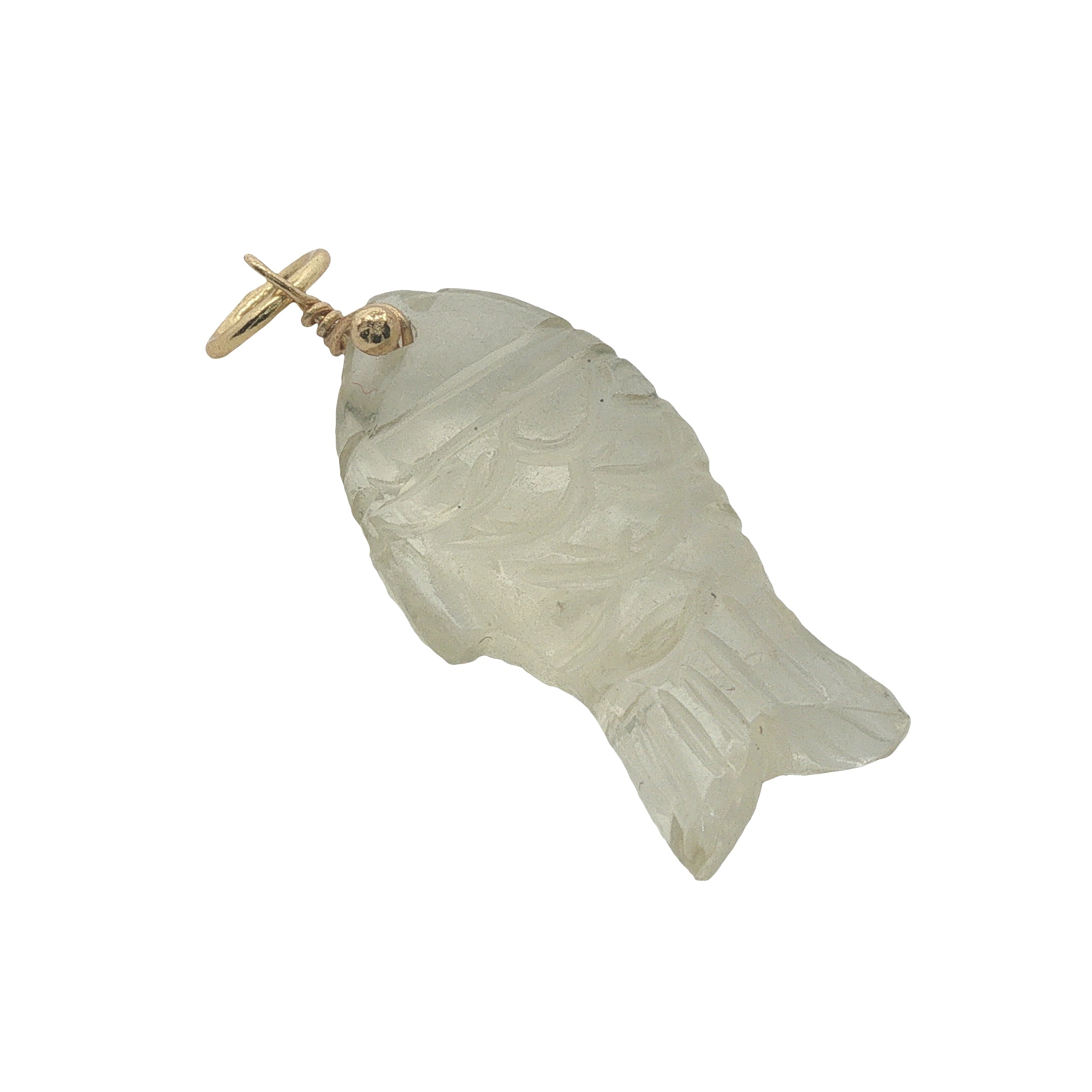 Charms doré poisson taillé dans de la prehnite
