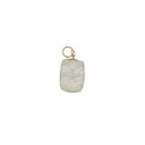 Charms doré quartz citron rectangulaire avec fleur gravée
