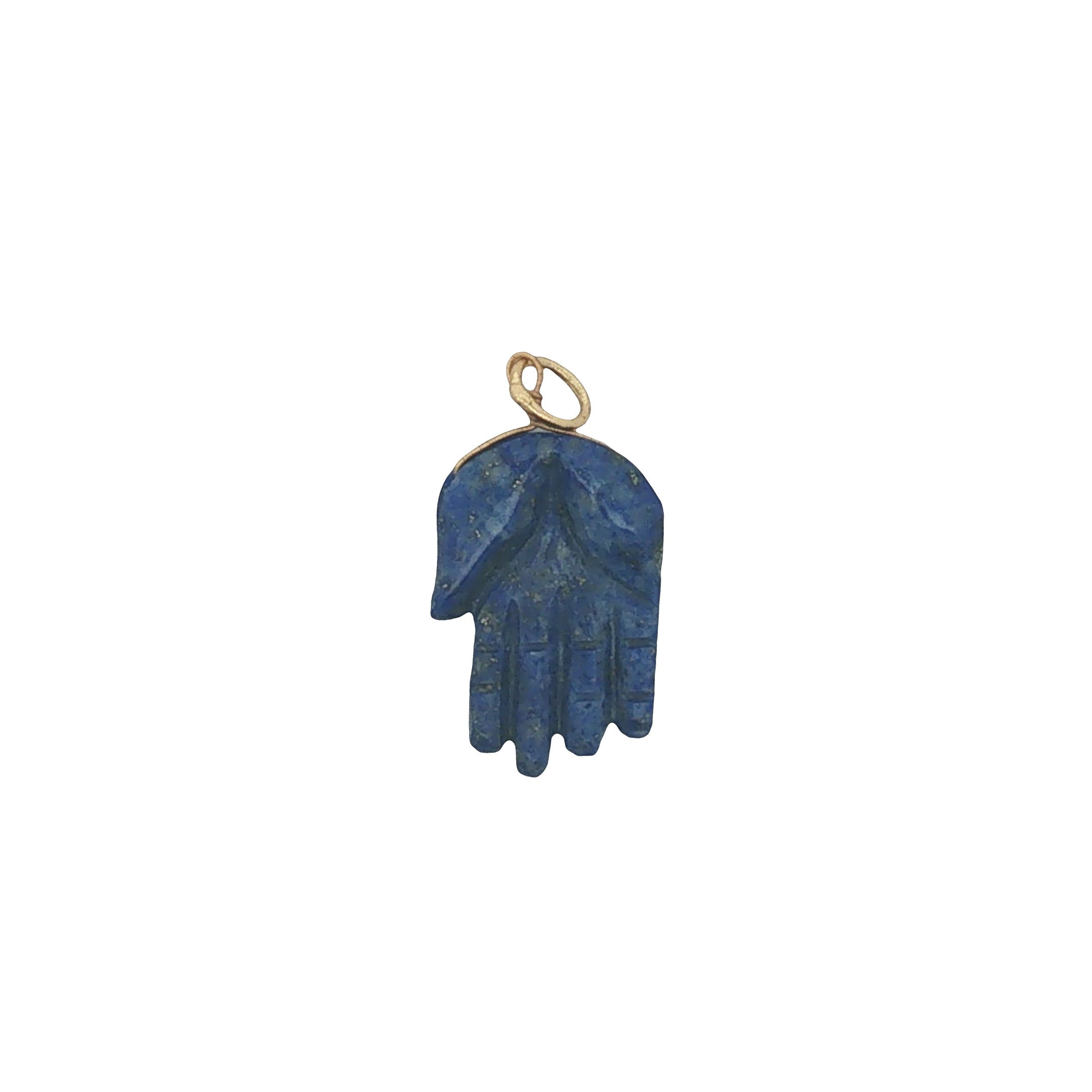 Charms doré main de Fatma taillée dans du lapis lazuli
