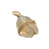 Charms doré lemon quartz ovale entourée d'un fil doré