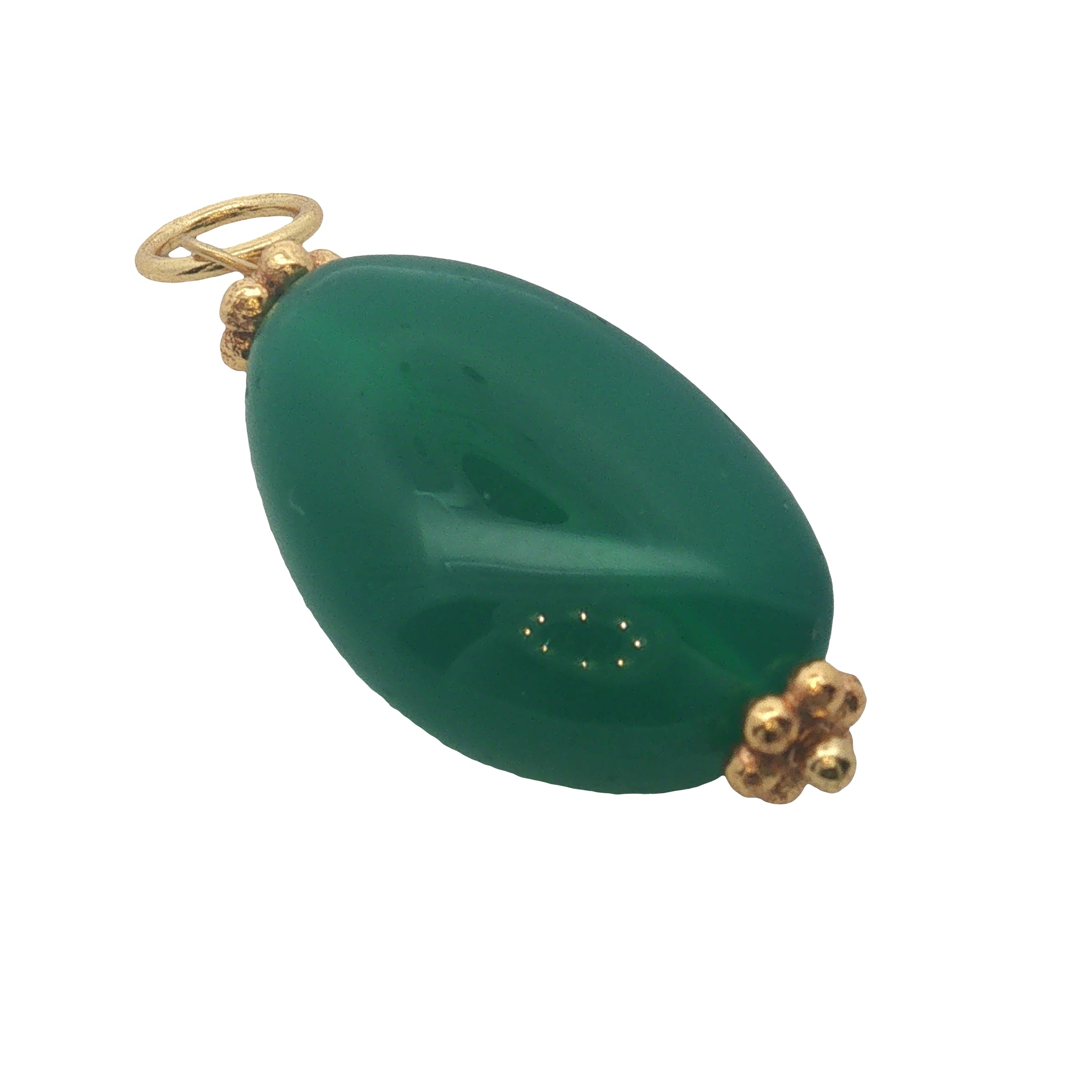Charms doré onyx verte et couronnes dorées