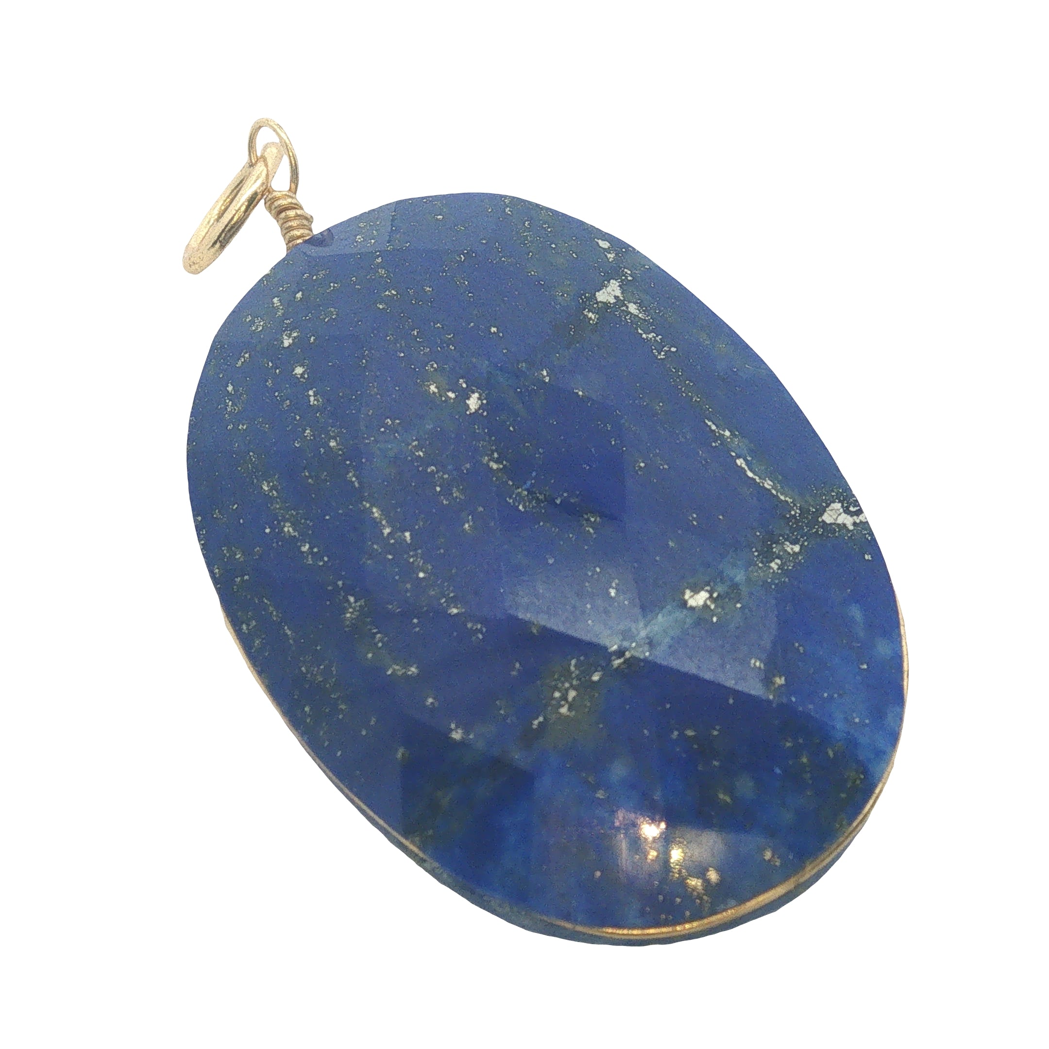Charms doré lapis lazuli ovale avec fil doré