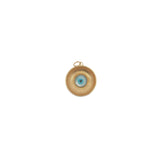 Charms doré médaille striée avec oeil nacre