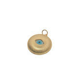 Charms doré médaille striée avec oeil nacre