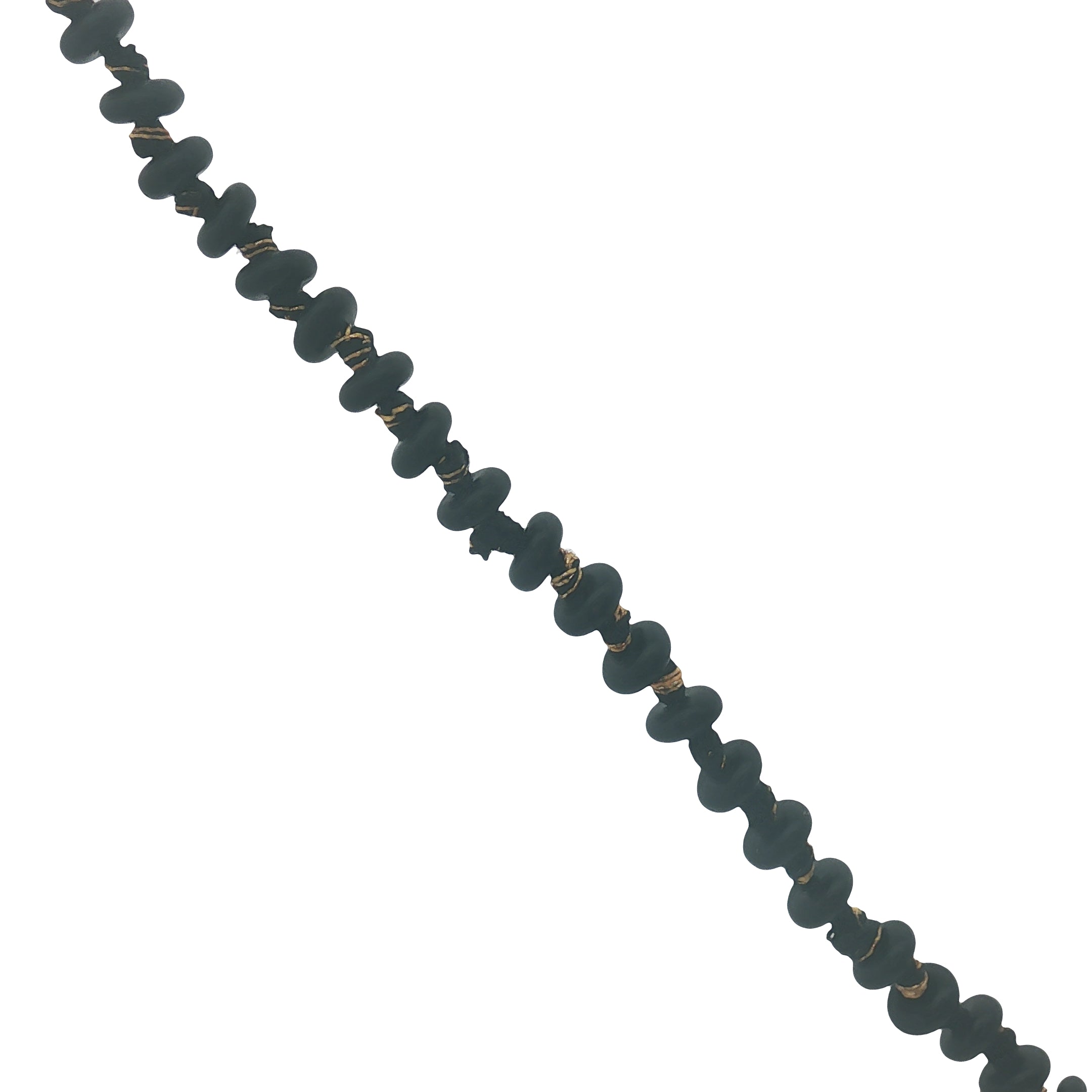 Collier doré perles noires avec noeuds noirs et dorés 64 cm