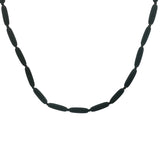 Collier doré perles ovales noires 64 cm
