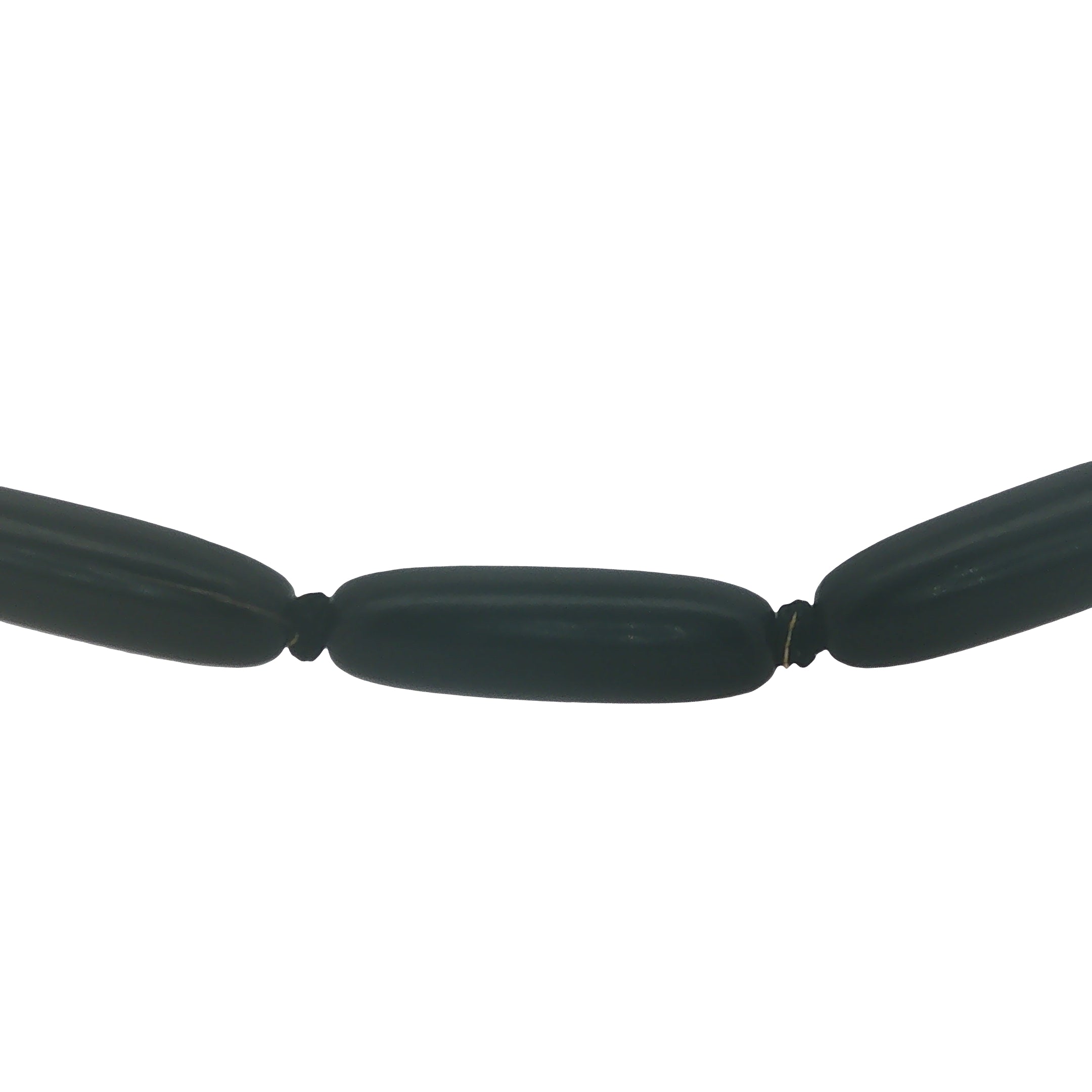 Collier doré perles ovales noires 64 cm