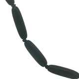 Collier doré perles ovales noires 64 cm