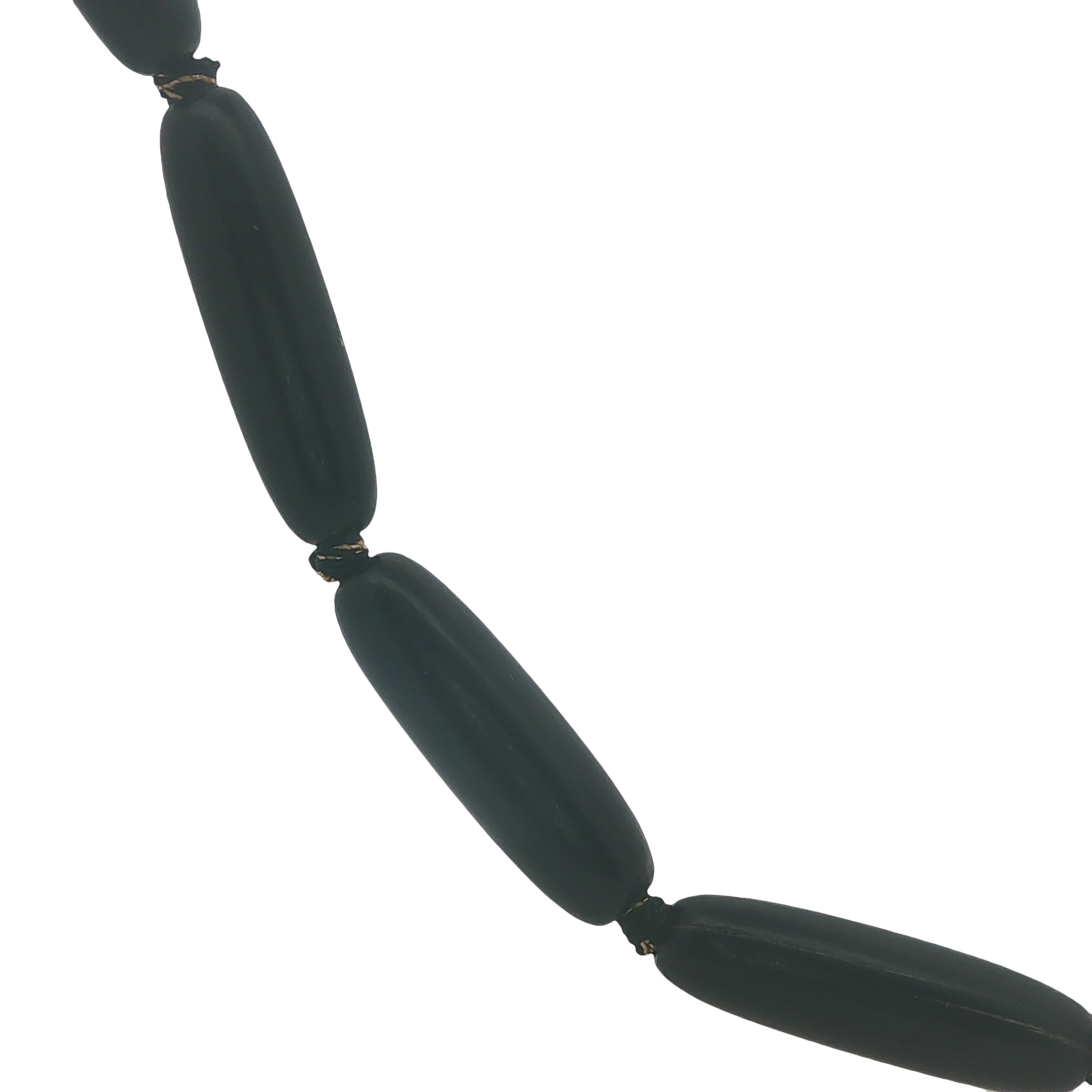 Collier doré perles ovales noires 64 cm